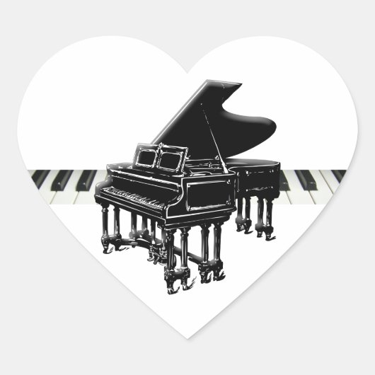 Sticker Cœur Grand piano et clavier (Devant)