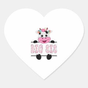 Sticker Cœur Grand Sis De L'Anniversaire Fille Vache Soeur Fami