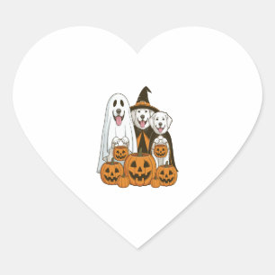Sticker Cœur Grande Pyrénées Chien Ghost Sorcière Halloween jum