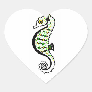 Sticker Cœur Graphique - J'aime les CHEVAUX DE MER - Marine - O