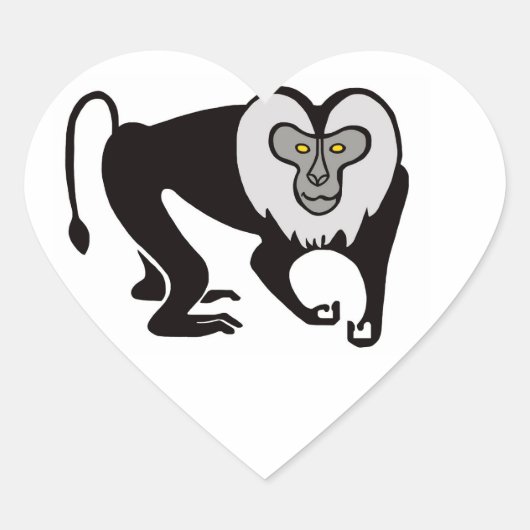Sticker Cœur Graphique J'aime les MACAQUES à queue de lion - Fa (Devant)