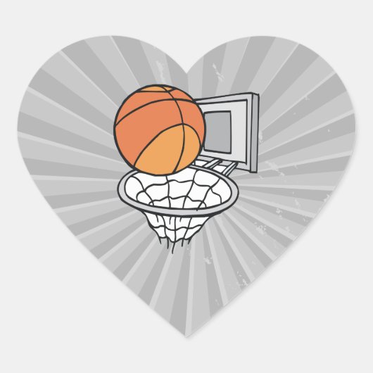 Sticker Cœur graphique vectorielle nette et basket-ball (Devant)