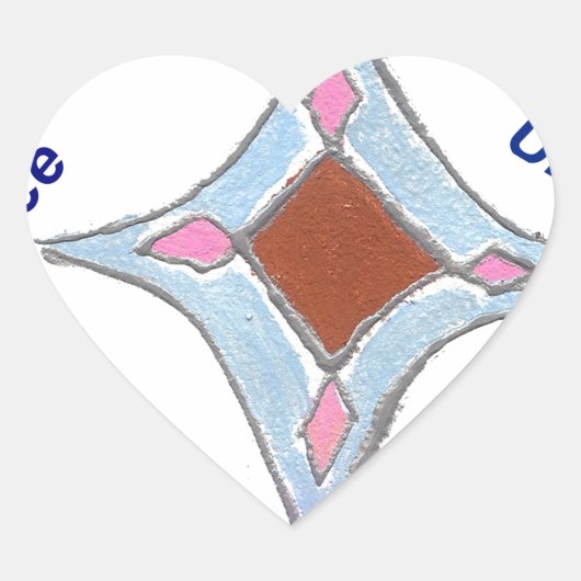 Sticker Cœur "Gratitude Peace Love Unite" Mandala Art Imprimer (Devant)