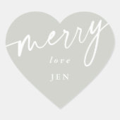 Sticker Cœur Gray Vert+Blanc 'Joyeux' Noël/Fête (Devant)