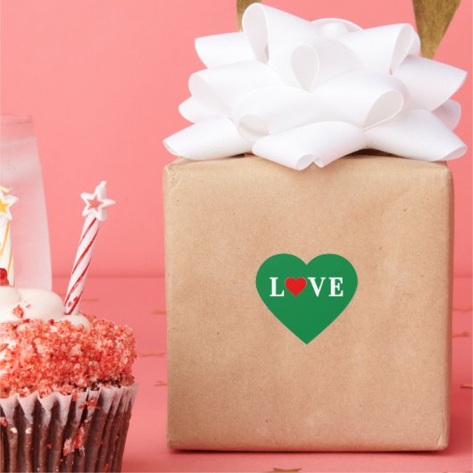 Sticker Cœur Green Love Heart Retro Élégant (Fête)