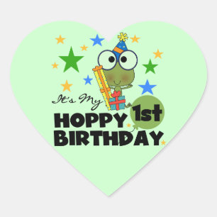 Sticker Cœur Grenouille Hoppy 1er Anniversaire T-shirts et cade