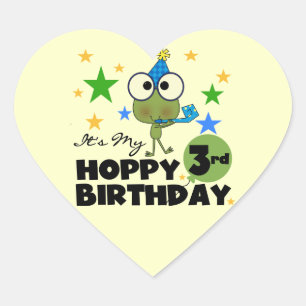 Sticker Cœur Grenouille-Hoppy 3e Anniversaire Tshirts et cadeau
