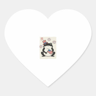 Sticker Cœur Grenouille Patriotique Gravure Vintage Vector Art_