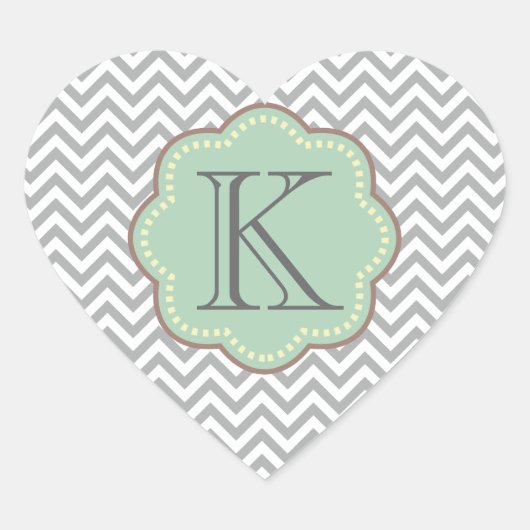 Sticker Cœur Grey Chevron (Devant)