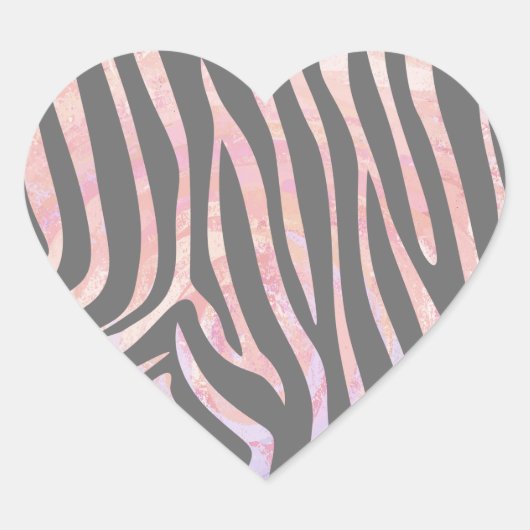 Sticker Cœur Gris clair et rose Zebra (Devant)