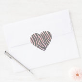 Sticker Cœur Gris clair et rose Zebra (Enveloppe)