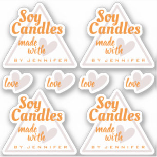 Sticker Coeur gris clair orange fait de bougies soja d'amo
