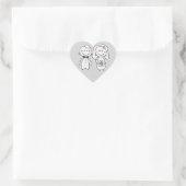 Sticker Cœur Gris et rose Mariage Cartoon Bride et Groom (Sac)