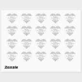 Sticker Cœur Gris Gris, Lignes, Motif rayé, Mariage (Feuille)