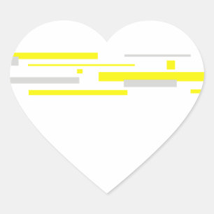 Sticker Cœur Gris Jaune Blocs Art Abstrait