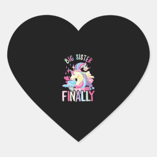 Sticker Cœur Grosse Soeur Enfin Unicorne Frère Nouveau-né Pour