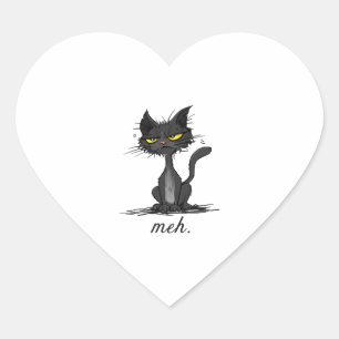 Sticker Cœur GRUMPY CAT - Drôle Meh Cat - Crazy Cat Lady Cadeau