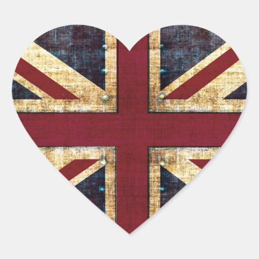 Sticker Cœur Grunge Union Jack - classic - vintage look (Devant)