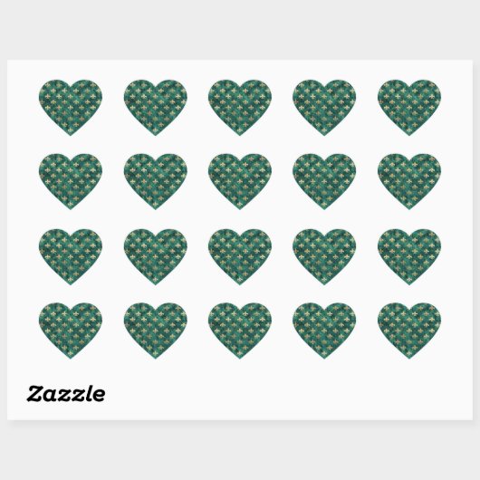 Sticker Cœur Grunge Vert Velours Fleur De Lis Mardi Gras (Feuille)