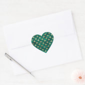 Sticker Cœur Grunge Vert Velours Fleur De Lis Mardi Gras (Enveloppe)