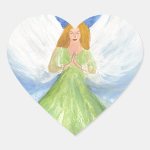 Sticker Cœur Guardian Angel Catholique Ailes Prière