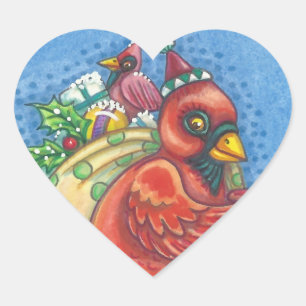 STICKER CŒUR HABILLÉ DANS LA PÈRE NOËL ROUGE, BÂTIMENTS CARDINA