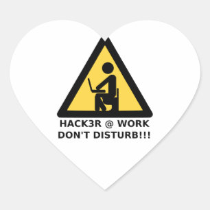 Sticker Cœur Hacker au travail