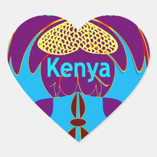 Sticker Cœur "Hakuna Matata Kenya" Papillon Art Imprimer/Graphi (Devant)