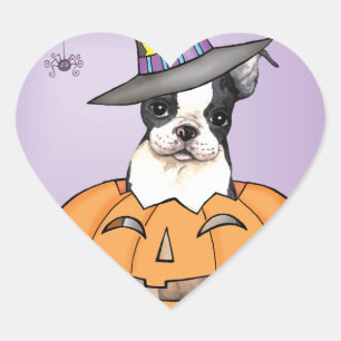 Sticker Cœur Halloween Boston Terrier