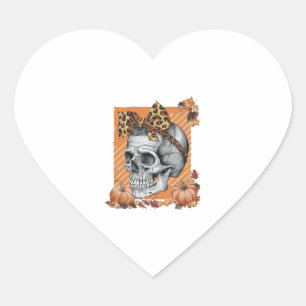 Sticker Cœur Halloween crâne automne Bow