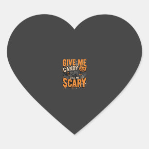 Sticker Cœur Halloween Donnez-moi des bonbons Chat effrayant
