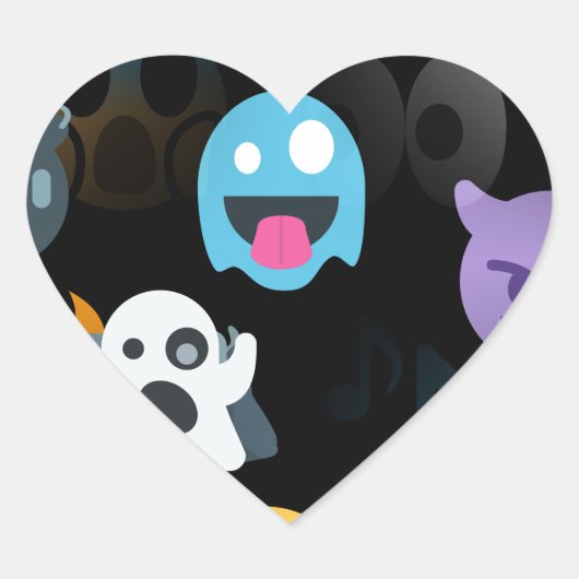Sticker Cœur halloween emojis (Devant)