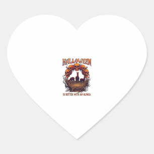 Sticker Cœur Halloween est meilleur Alpaca Crânes Orange Araign