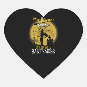 Sticker Cœur Halloween sorcière barman