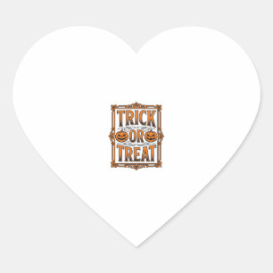 Sticker Cœur Halloween Trick Treat Citrouille Crânes Vintage Gr