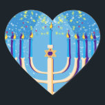 Sticker Cœur hanoukka menorah<br><div class="desc">"hanoukka menorah",  "happy hanoukka",  menorah,  "star de david",  "chanoukah juif",  Hanoukka,  "vacances juives""chanoukah,  hannukah,  chanoukkah channuka,  channukah,  chanoukka,  hannuka,  hébreu,  juif, ,  judaïsme,  menora,  judajudica, </div>