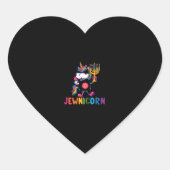 Sticker Cœur Hanukkah Dabbing Unicorn Jewnicorn Chanukah Jewish (Devant)