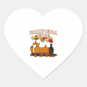 Sticker Cœur Happy Fall Y'All Train à vapeur Citrouille Railroa