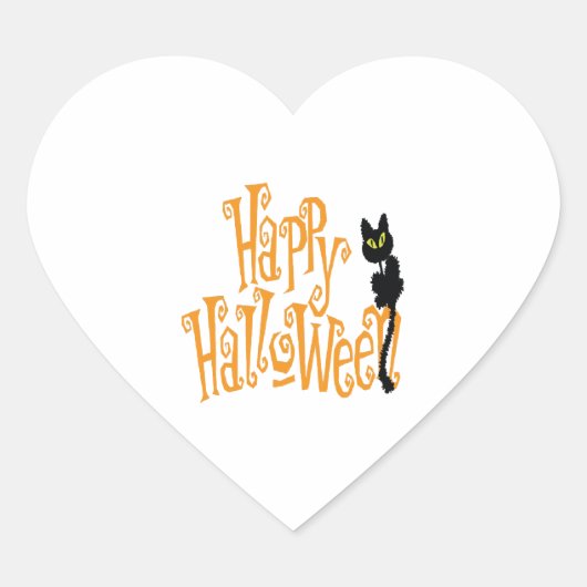 STICKER CŒUR HAPPY HALLOWEEN CAT (Devant)