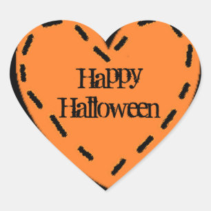 Sticker Cœur Happy Halloween Coeurs orange et noir