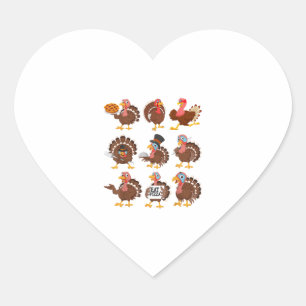 Sticker Cœur Happy Thanksgiving Turkey Day Girls Boys