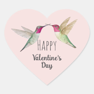 Sticker Cœur Happy Valentine's Day Hummingbirds