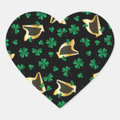 Sticker Cœur Harpes irlandaises + Shamrocks (Devant)