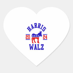 Sticker Cœur Harris Walz 2024 pour le président Patriotic Democ