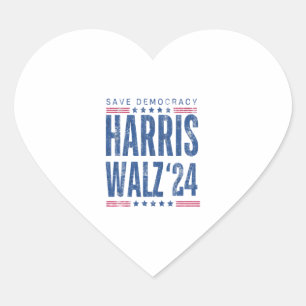 Sticker Cœur Harris Walz 2024 Sauver la démocratie