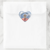 Sticker Cœur Has Risen Rugged Cross With Clouds (Sac)