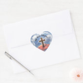 Sticker Cœur Has Risen Rugged Cross With Clouds (Enveloppe)