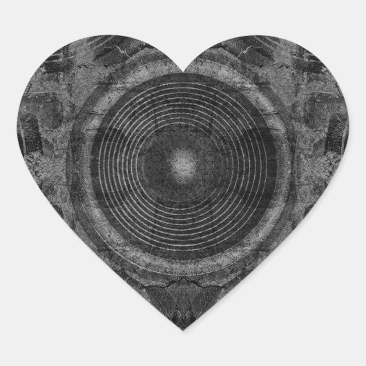 Sticker Cœur Haut-parleurs de musique noir et blanc (Devant)