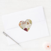 Sticker Cœur Heart Fall Automne Blanc Citrouille Floral Wreath  (Enveloppe)
