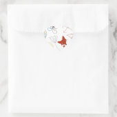 Sticker Cœur Heart Forest Fox Woodland Motif Abstrait (Sac)